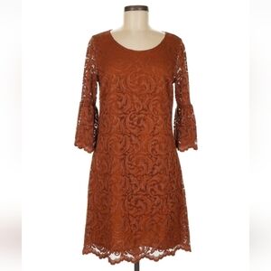 Garnet Hill Lace Dress Size 6 Rust Brown Excellent